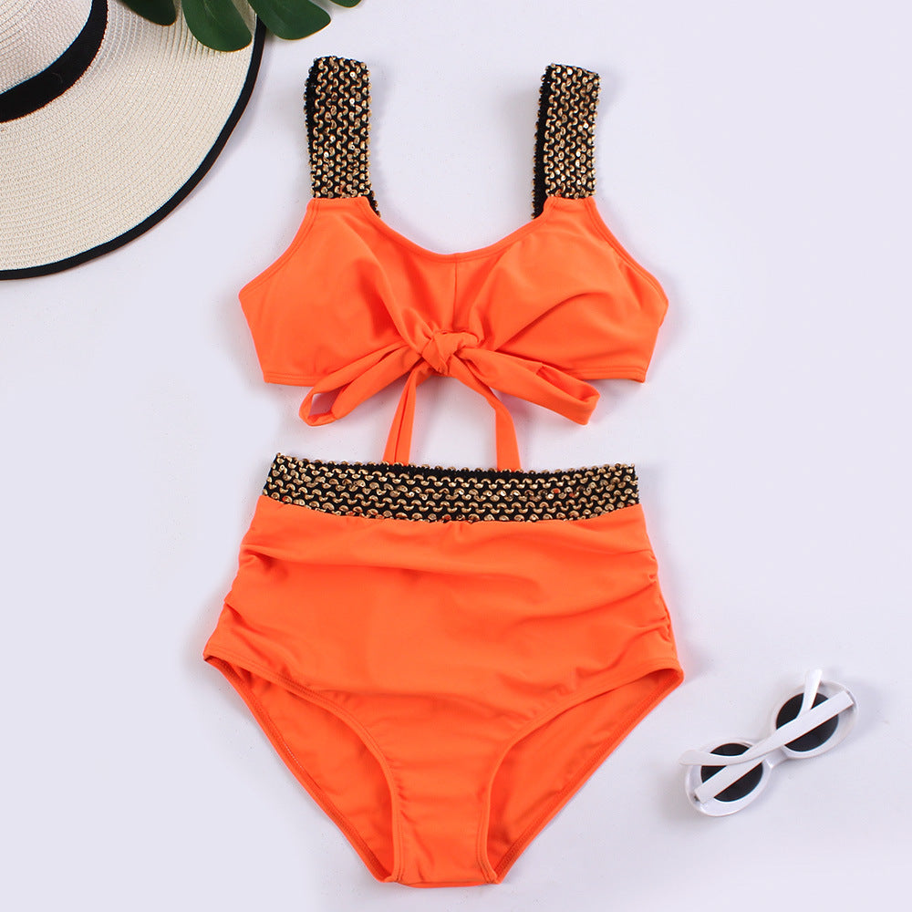 Glamourous high-cut bikini for women, with a playful knot and elegant details by berg-feldt