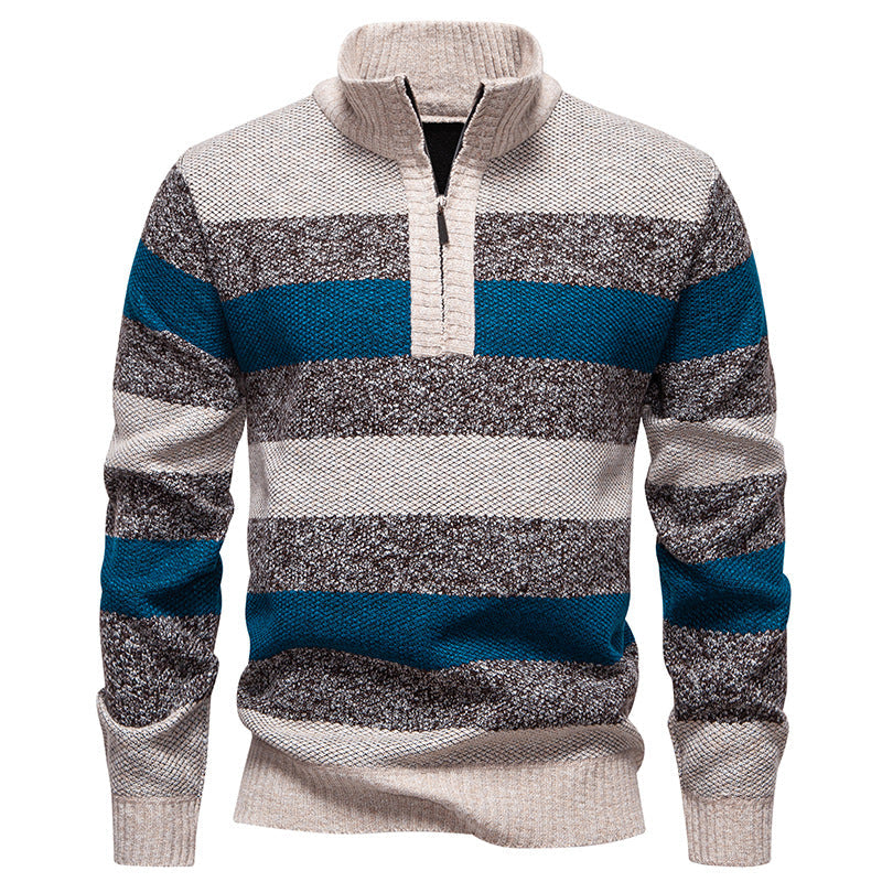 Herren modischer Strickpullover mit halbhohem Kragen und kontrastierenden Streifen Berg-Feldt