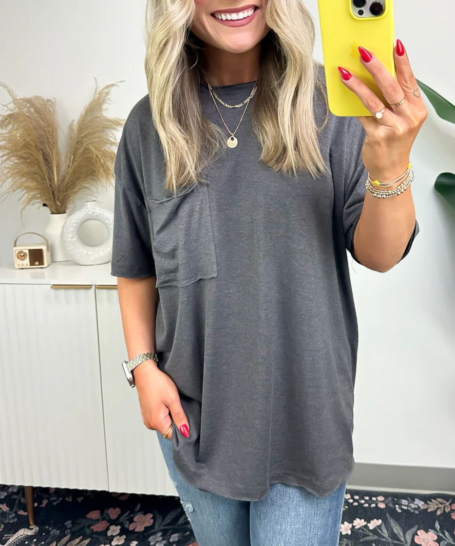 T-shirt femme Berg-feldt, coupe décontractée, avec poche