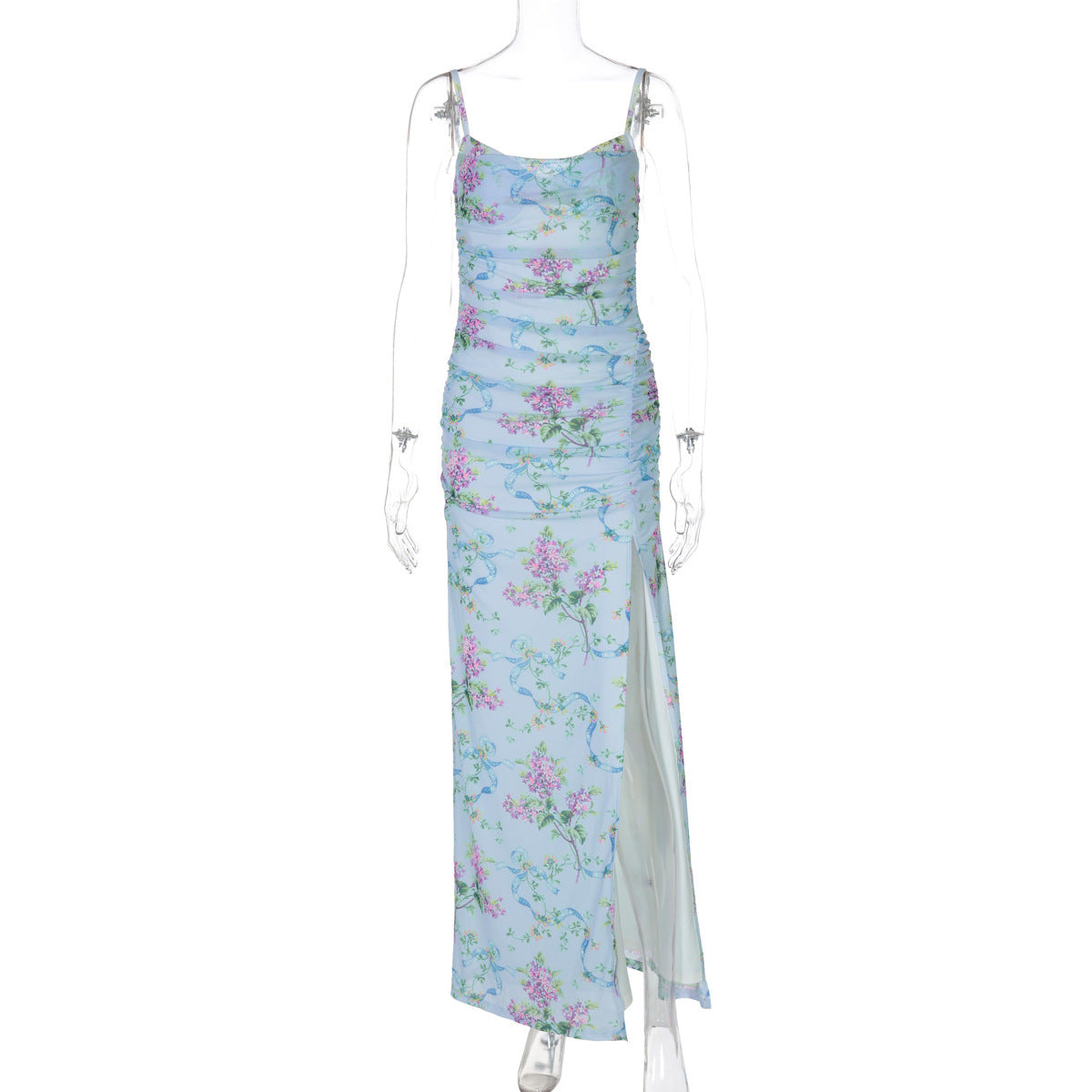 Elegantes, figurbetontes Maxikleid mit Blumenmuster und raffinierter Raffung von berg-feldt