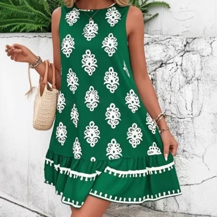Sommerkleid für Damen, luftig, mit festlichem Rüschen-Saum und Blumenmuster von berg-feldt