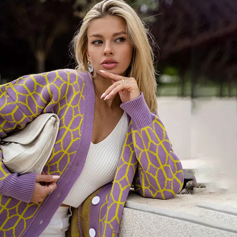 Berg-Feldt Gilet en maille à motif géométrique pour femme