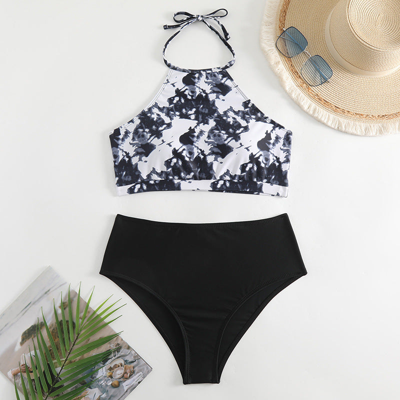 Ensemble haut de maillot de bain court à col haut tie-dye Berg-feldt pour femme