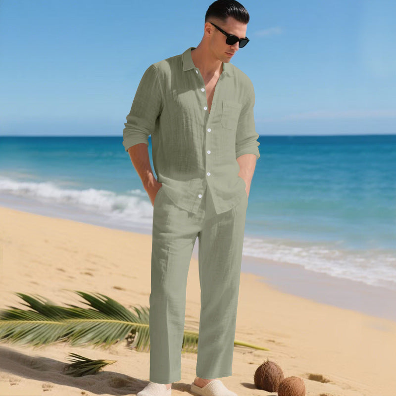 Herren leichtes Leinen-Outfit mit stilvollem Hemd und eleganter Hose Berg-Feldt