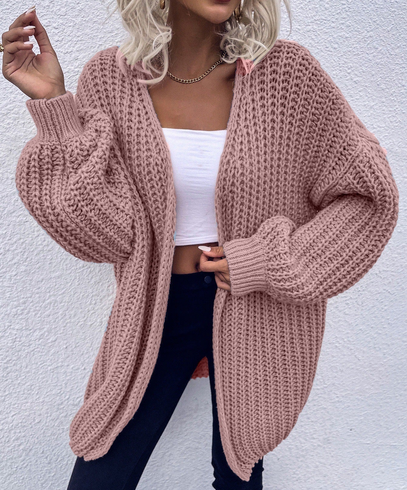 Cardigan en grosse maille décontracté pour femme, avec poches profondes et manches volumineuses Berg-Feldt