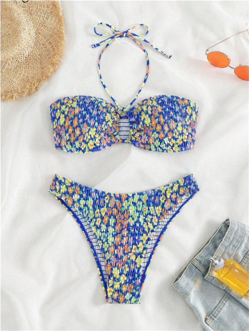Frauen Neckholder Raffung Bikini Set mit verstellbaren Bändern berg-feldt