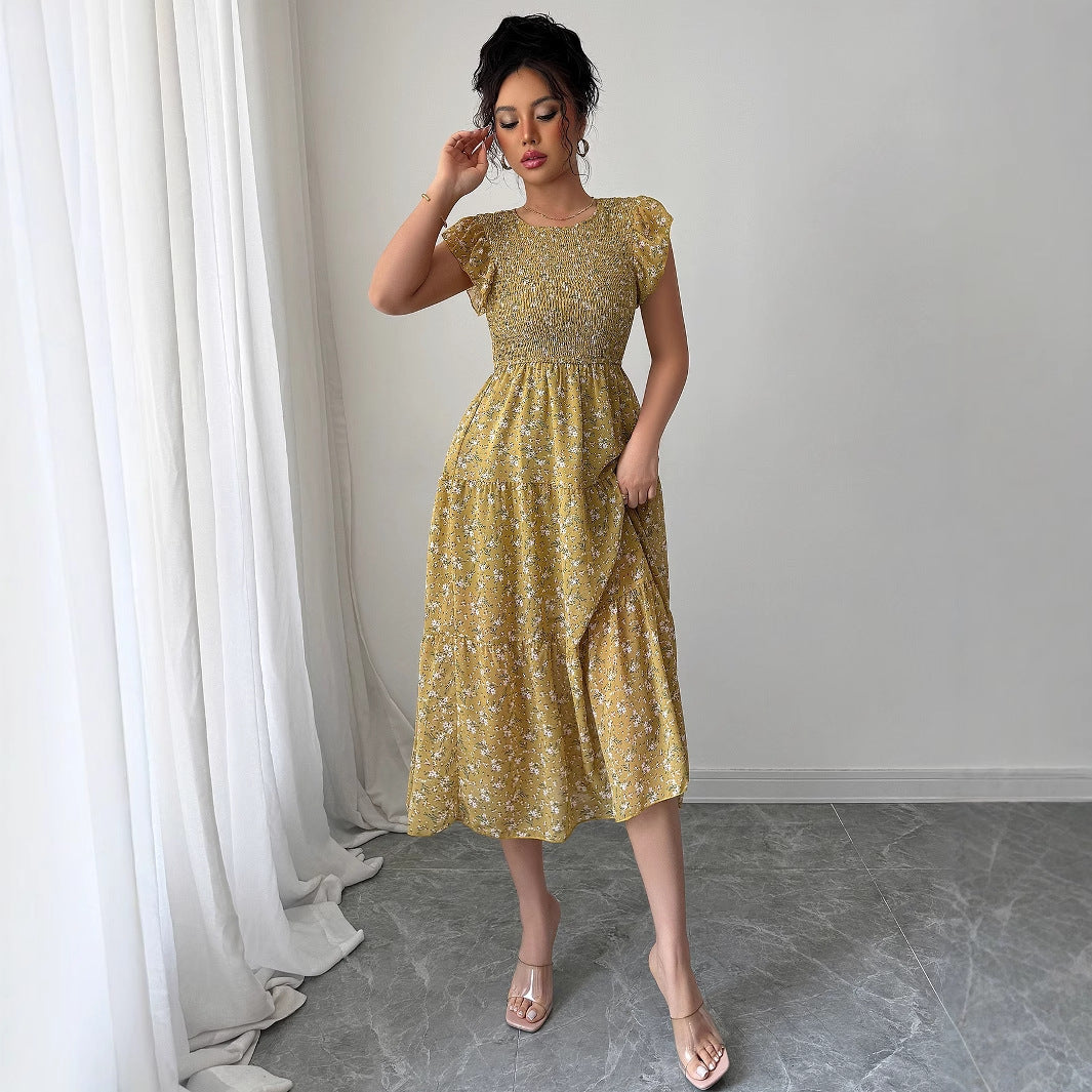 Robe midi fleurie élégante pour femme avec haut élastique de berg-feldt