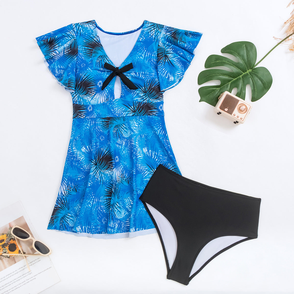 Robe de plage élégante pour femme avec imprimé floral et volants de berg-feldt