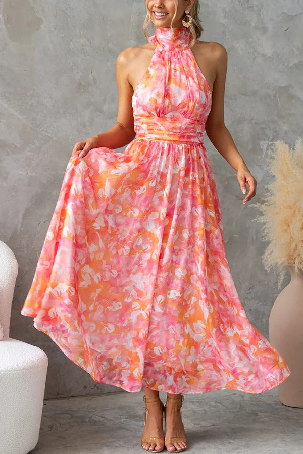 Robe longue Berg-Feldt fleurie à bretelles ajustables pour femme