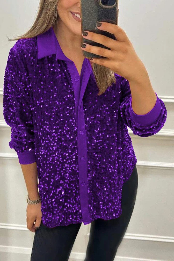 Blouse à paillettes scintillantes pour femme avec col classique Berg-Feldt