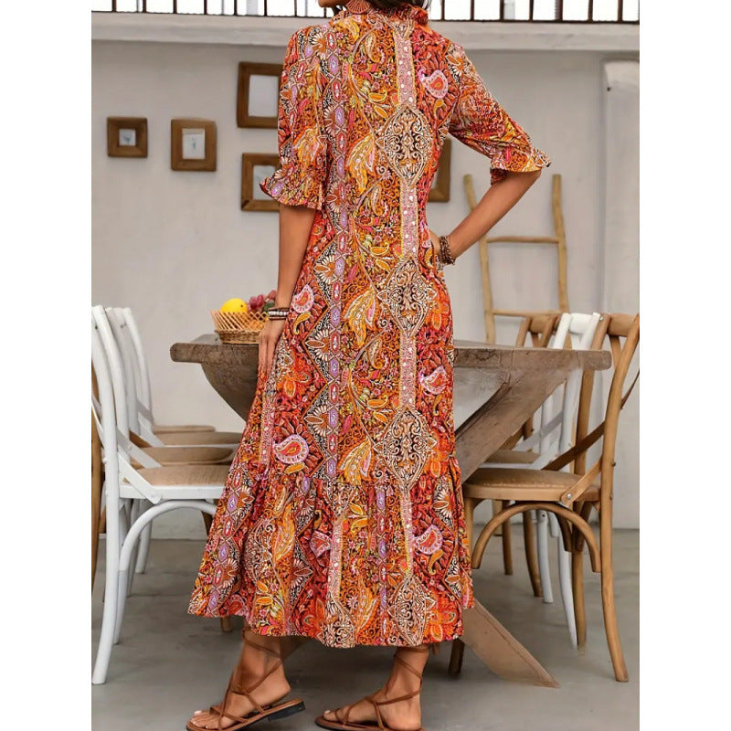 Robe longue bohème à ourlet volanté par berg-feldt