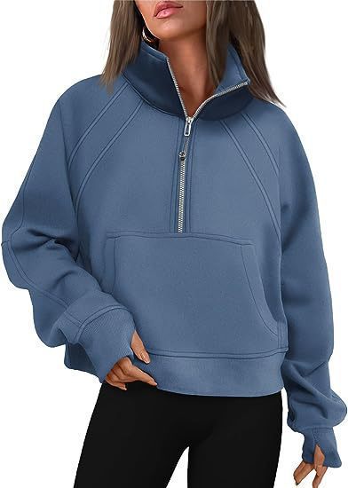 Pull-over douillet demi-zippé à capuche et poche kangourou Berg-Feldt pour femme