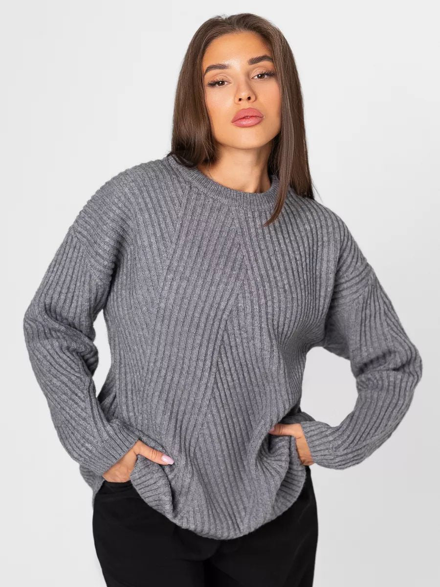 Berg-Feldt Pull pour femmes : Pull chaud en maille à côtes diagonales