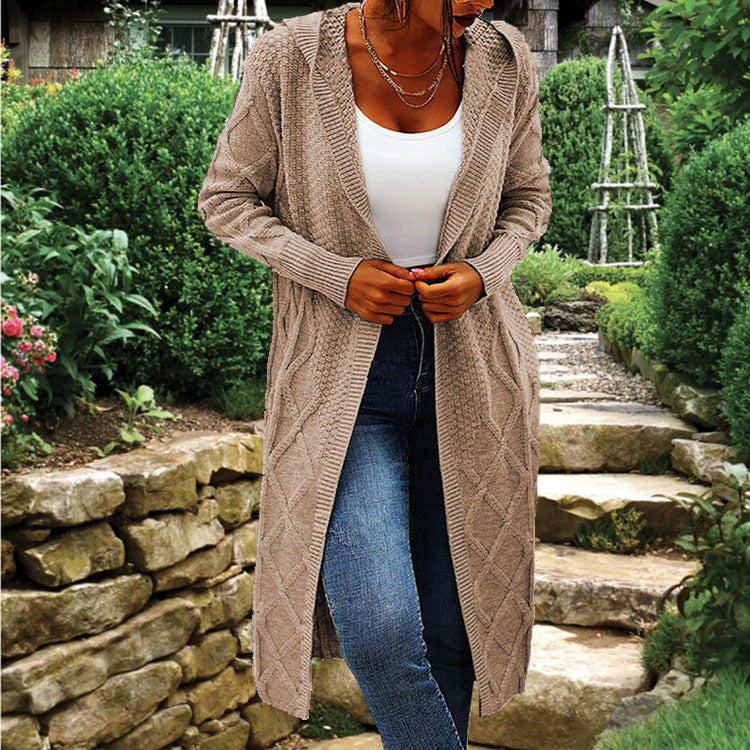 Gilet cardigan en maille à capuche avec motif torsadé de luxe pour femme Berg-Feldt
