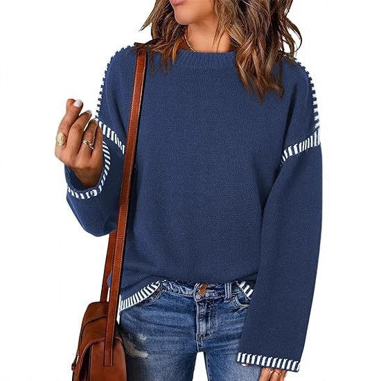 Pull marin femme en maille texturée avec détails rayés Berg-Feldt