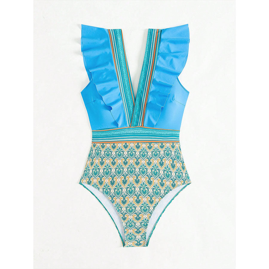 Maillot de bain à volants et col en V pour femme Berg-Feldt