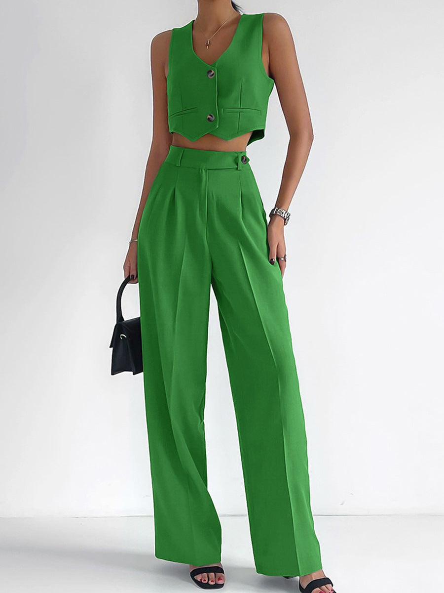 Ensemble deux pièces tendance pour femme avec haut sans manches et pantalon large Berg-Feldt