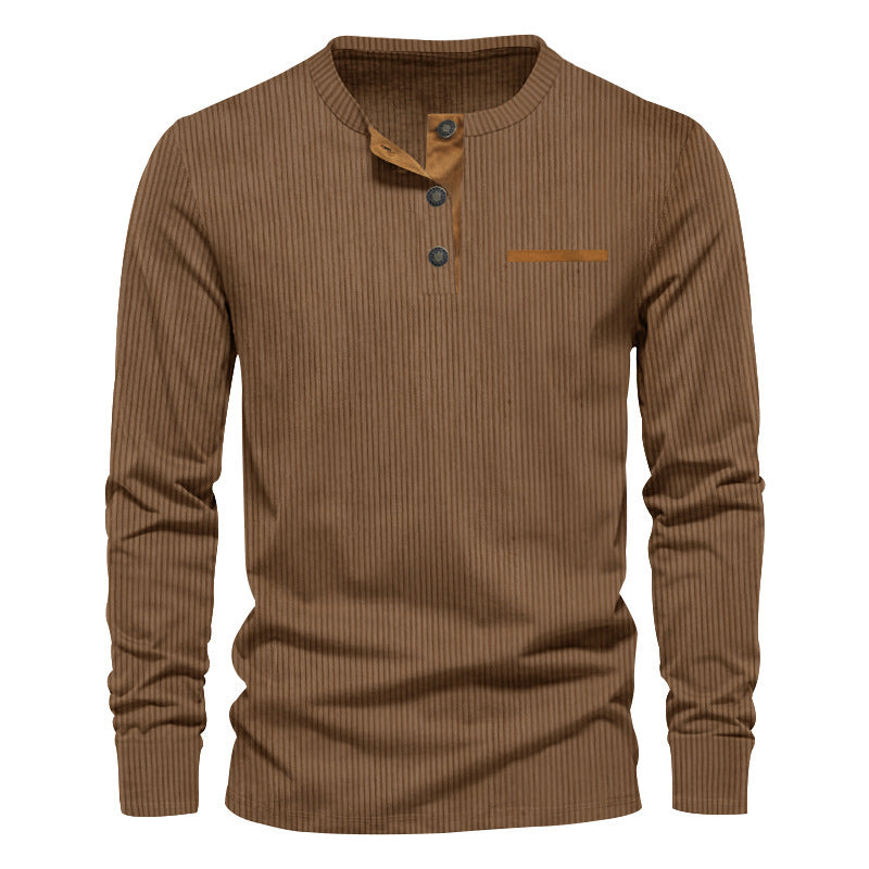Herren Langarm-Henley-Shirt aus strukturiertem Rippenmaterial mit modernem Knopfdesign Berg-Feldt