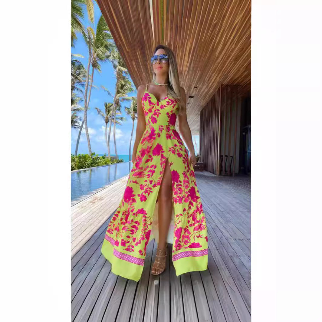 Robe longue fendue à fleurs pour femme de berg-feldt