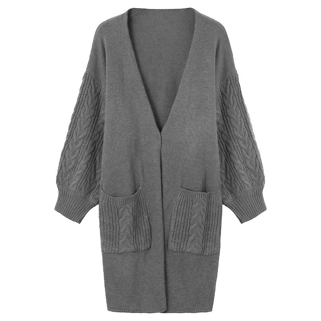 Cardigan en maille pour femme avec col en V profond et détails de tressage épais Berg-Feldt