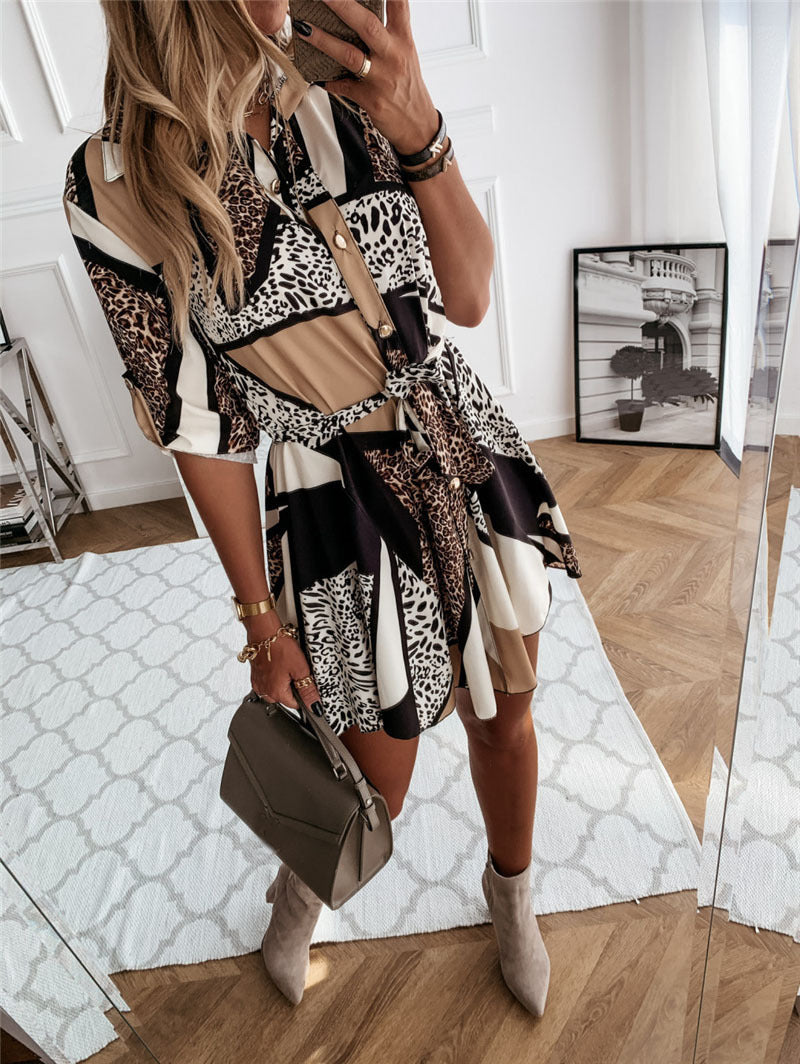 Robe chemisier à motif géométrique et taille nouée Berg-Feldt pour femmes