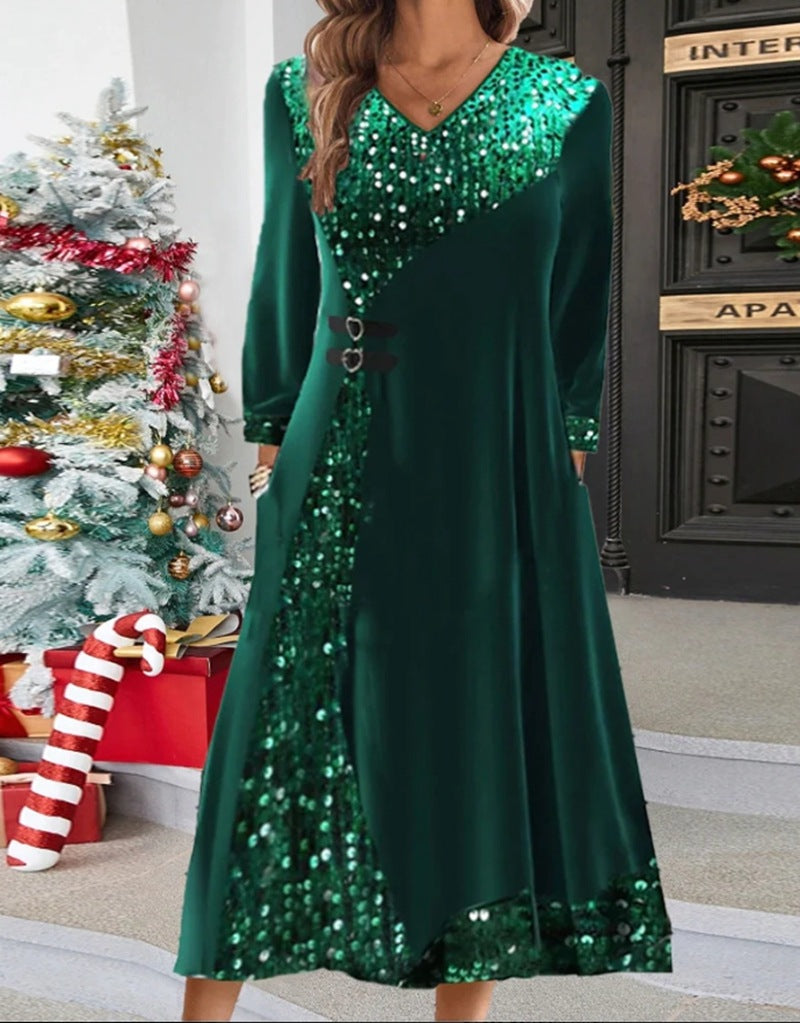 Elegantes Maxikleid mit Pailletten und fließendem Schnitt von berg-feldt
