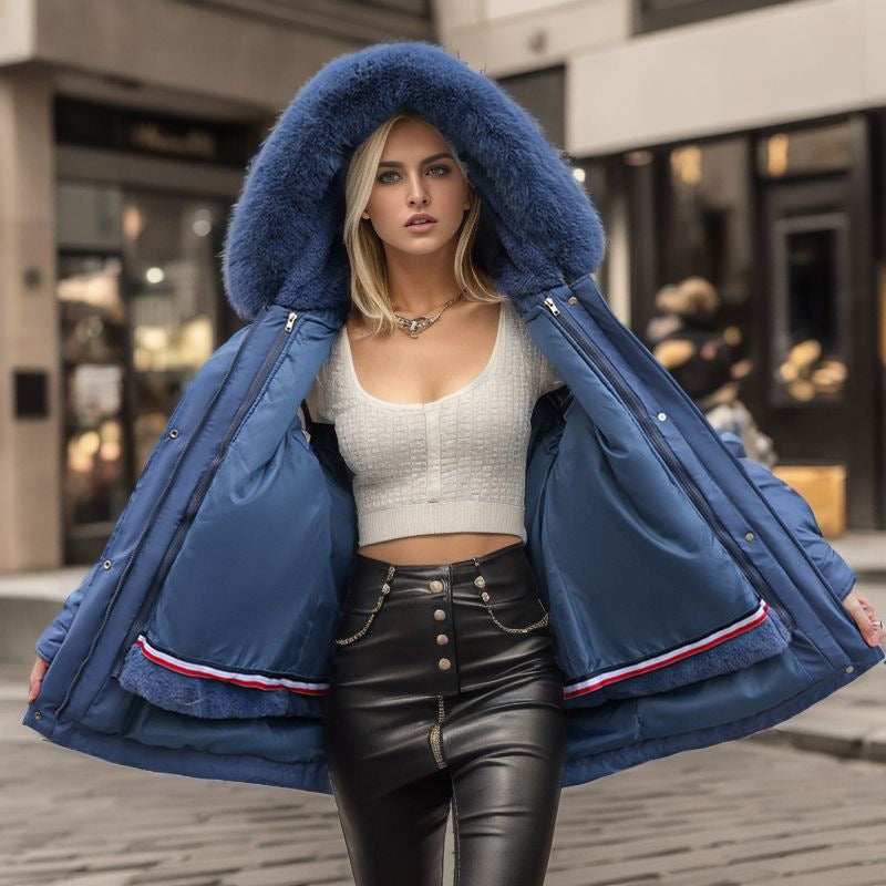 Damen warme Winterjacke mit abnehmbarem Pelzkragen Berg-Feldt