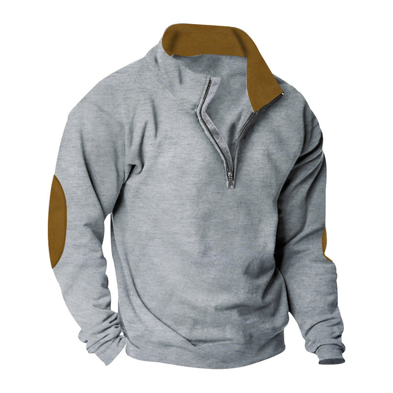 Herren Fleece Sweatshirt mit Stehkragen und schicken Kontrastärmel Berg-Feldt