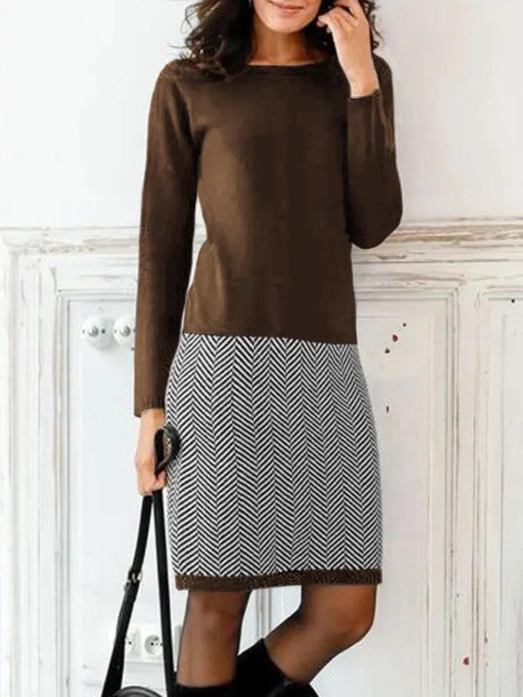 Robe femme Berg-Feldt avec haut en maille et jupe à motif chevrons