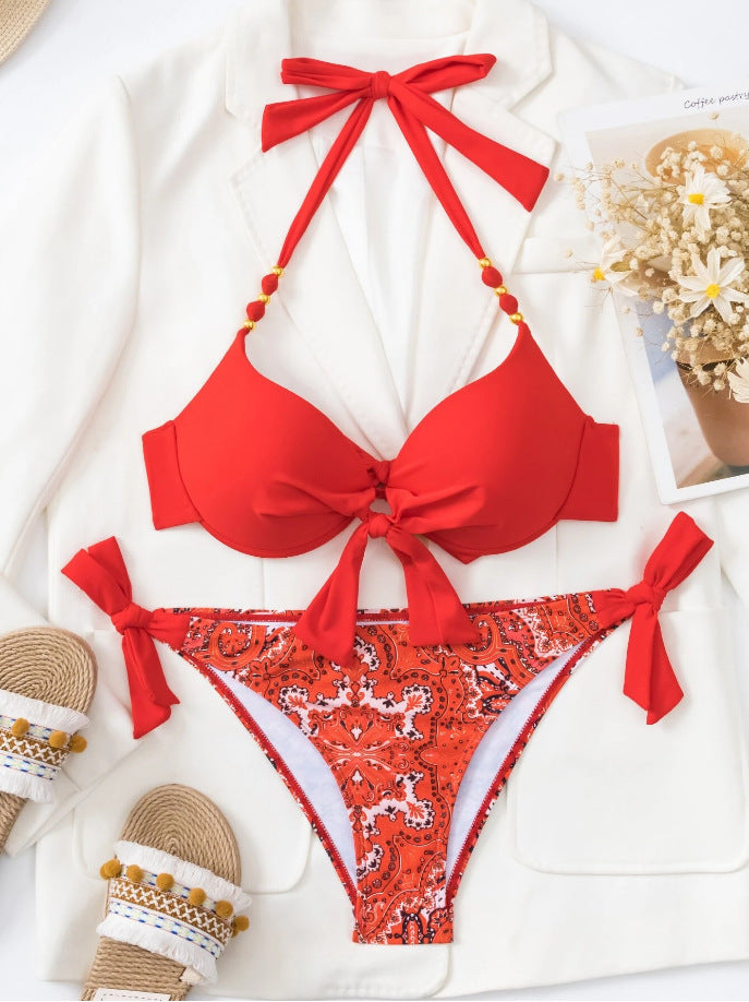 Haut de bikini triangle à nouer avec motifs mélangés colorés de berg-feldt