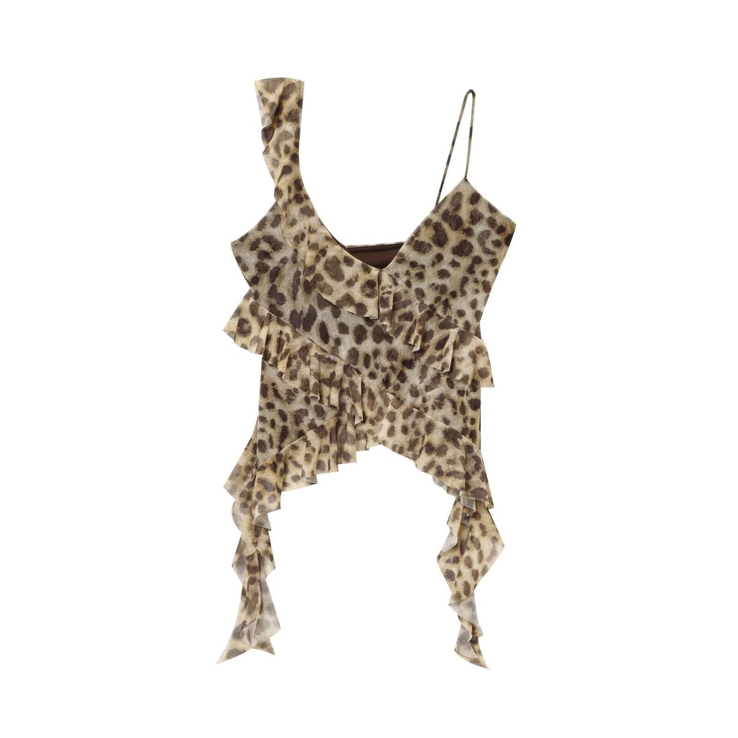 Haut asymétrique à volants léopard Berg-Feldt pour femme