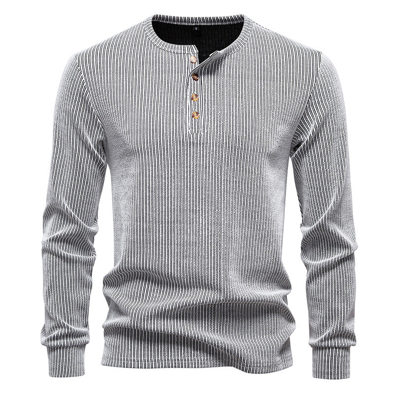 Chemise à manches longues pour homme, motif à côtes texturées et patte de boutonnage tendance Berg-Feldt