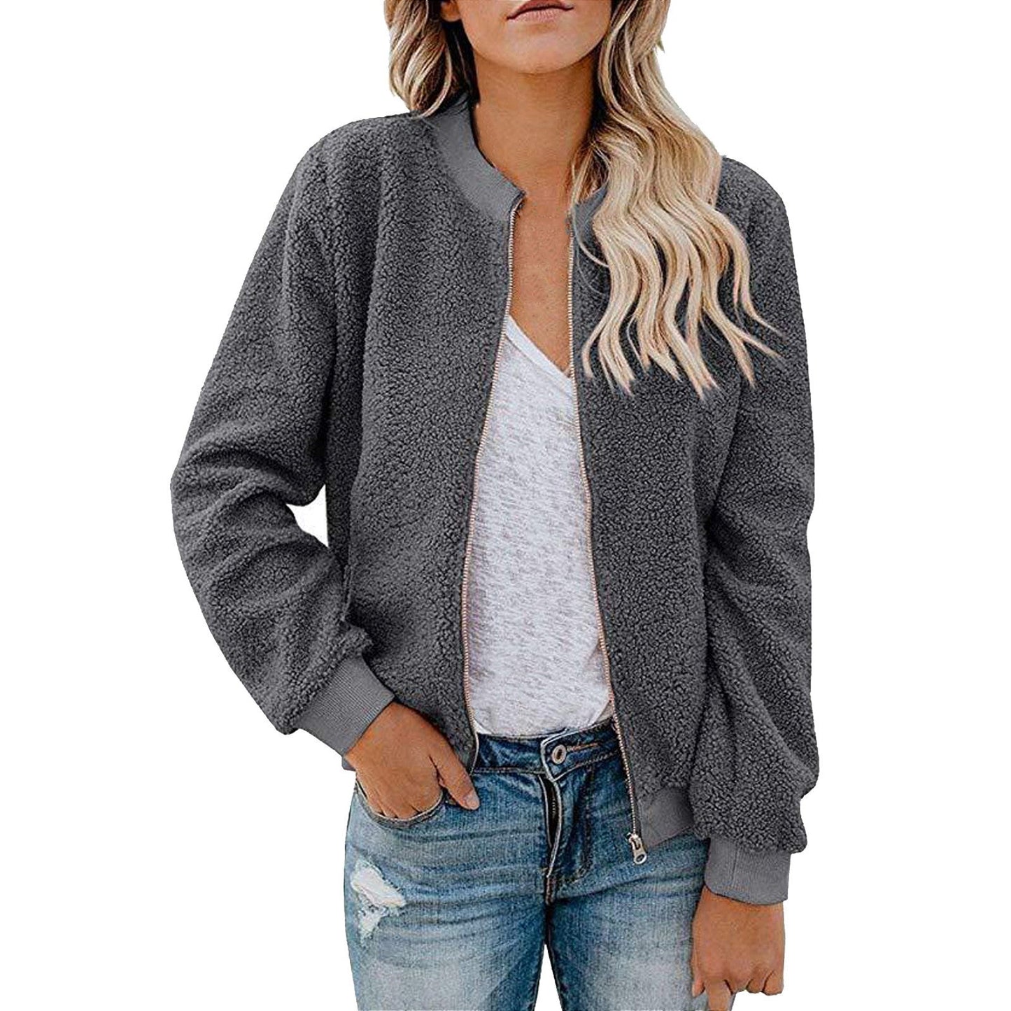Veste bomber en polaire pour femme avec col montant Berg-Feldt