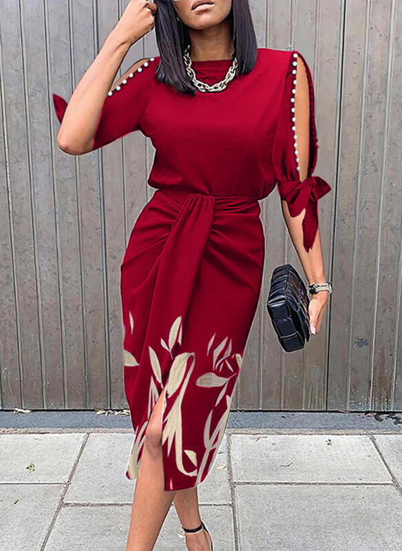 Damen-Midikleid mit elegantem Bindegürtel und modischen Ärmelausschnitten Berg-Feldt
