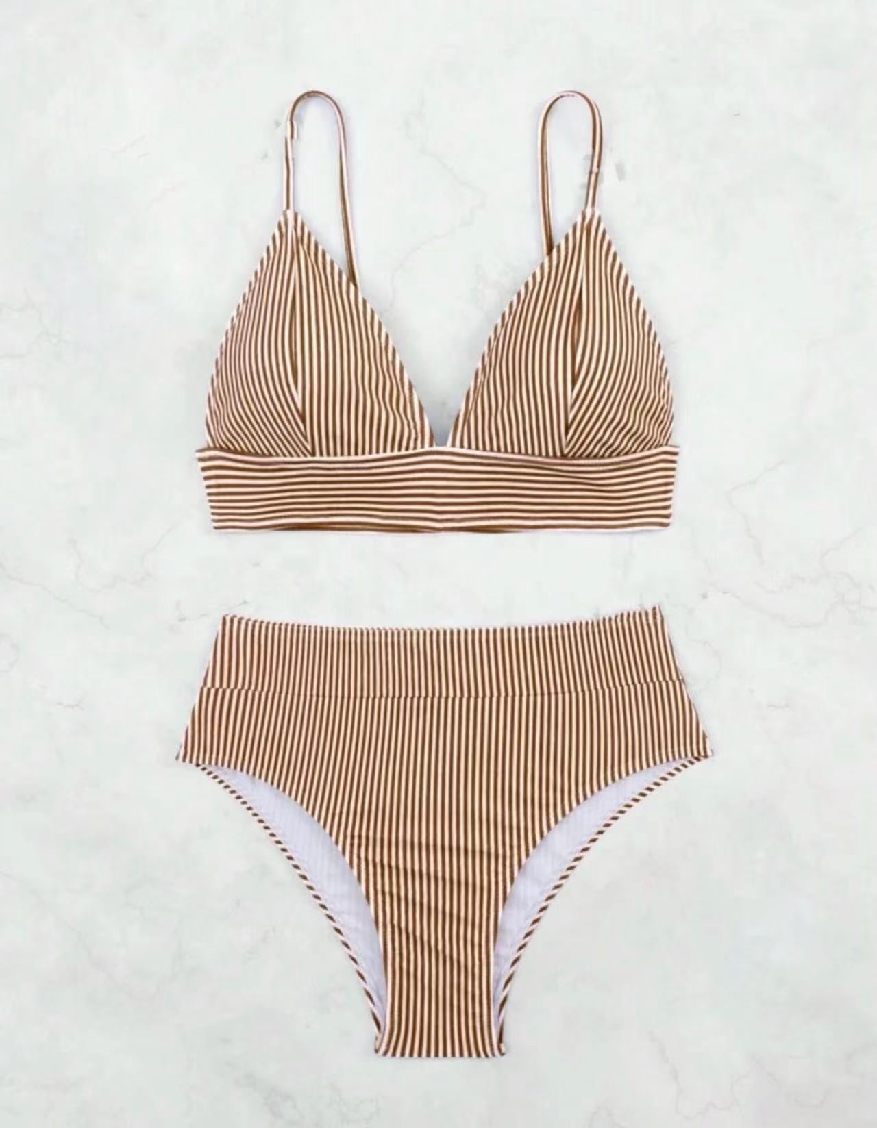Berg-Feldt Bikini rayé taille haute pour femme