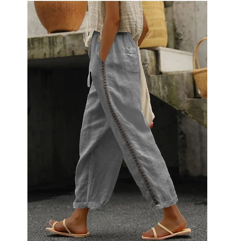 Damen pantalon décontracté en lin avec coutures latérales Berg-Feldt