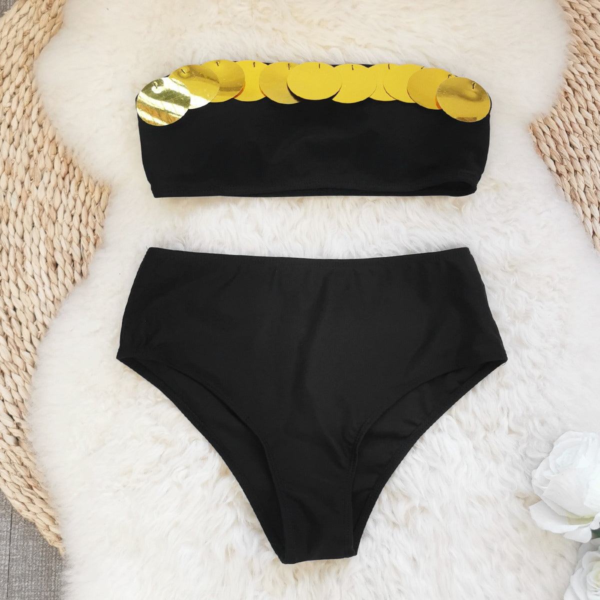 Bikini taille haute à paillettes de berg-feldt