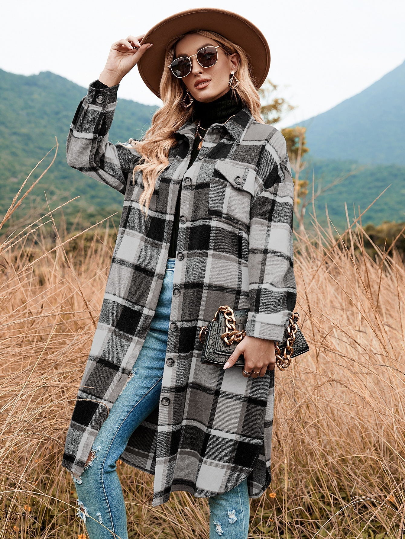 Robe chemise en flanelle à carreaux Berg-Feldt pour femmes