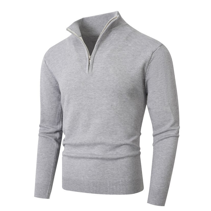 Herren Strickpullover mit modernem Stehkragen und hochwertigem Reißverschluss Berg-Feldt