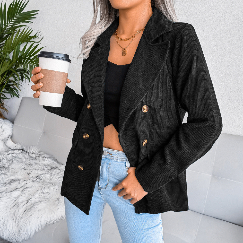Veste en velours côtelé pour femme, à double boutonnage, boutons dorés, berg-feldt