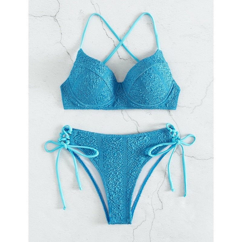 Ensemble soutien-gorge et bikini Berg-Feldt pour femme avec dentelle et coupe haute