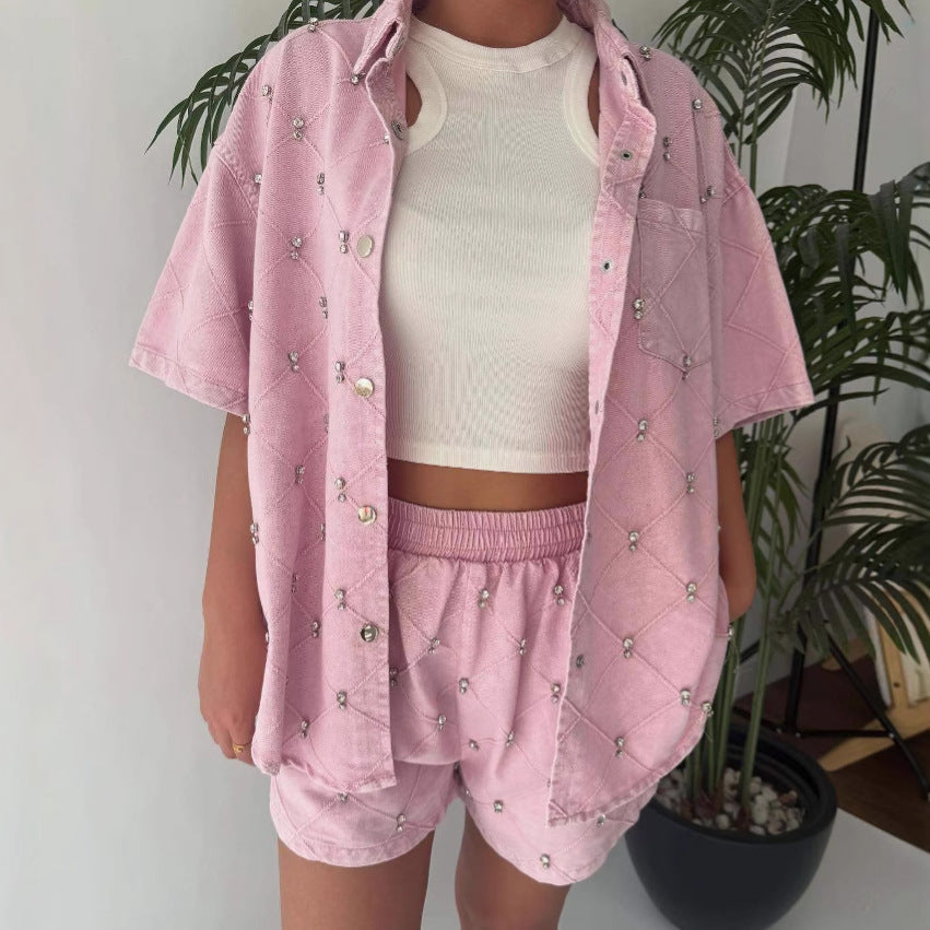 Lässiges, stilvolles Damen-Set: Kurzarm-Bluse und Shorts von berg-feldt