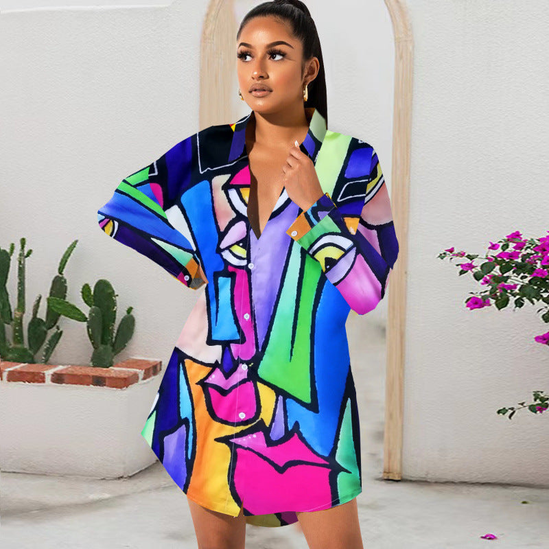 Women's Artistic Print Button Shirt by berg-feldt