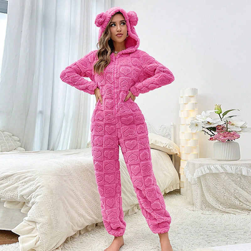 Combinaison Pyjama Polaire Douillette à Capuche pour Femme Berg-Feldt