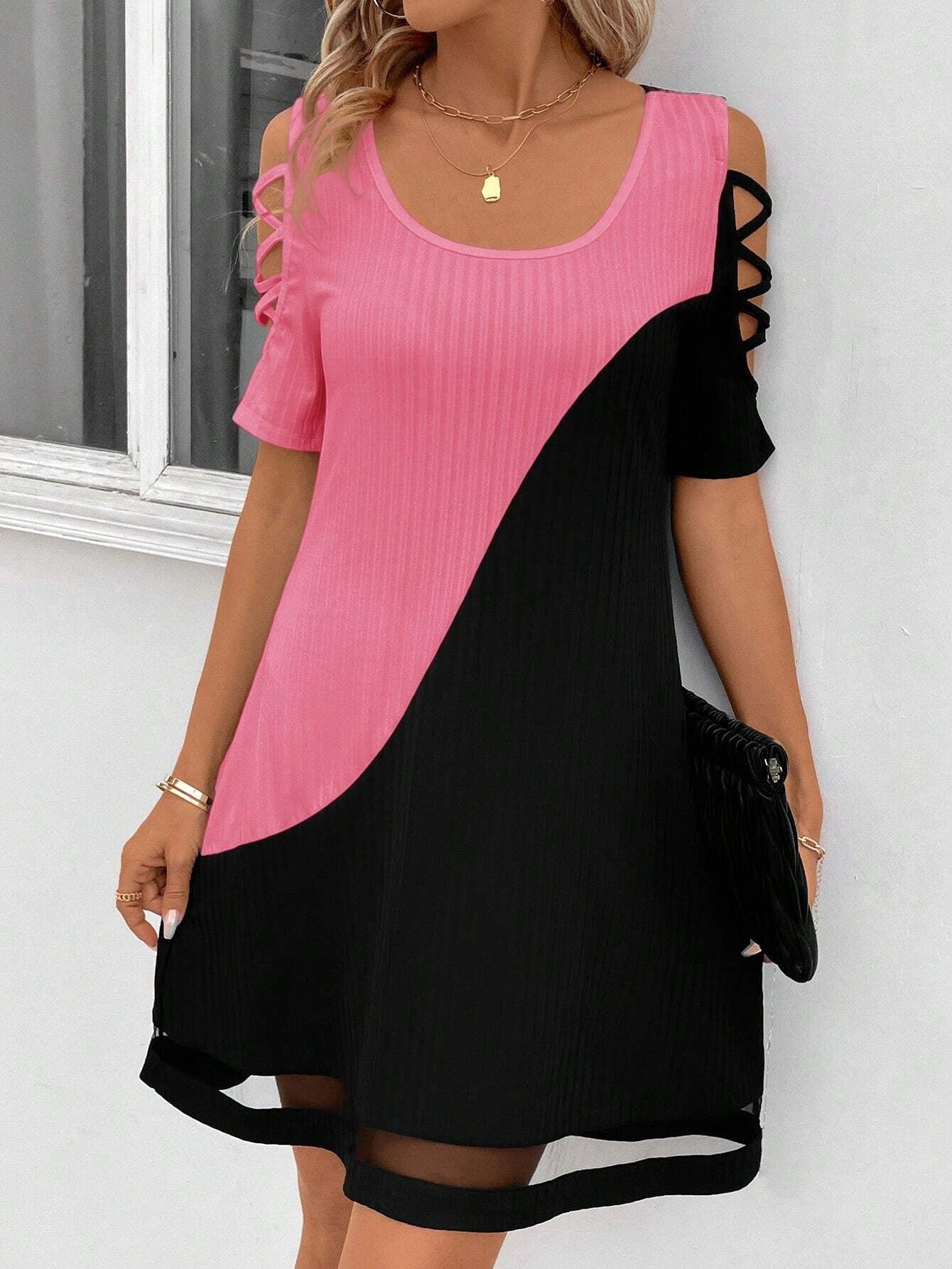 Robe d'été moderne pour femme avec épaules dénudées et color block tendance de berg-feldt