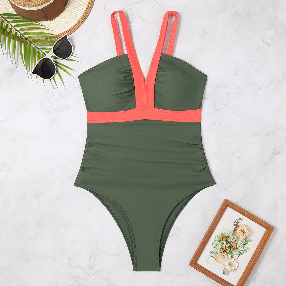 Maillot de bain élégant pour femme avec col en V et fronces galbantes de berg-feldt
