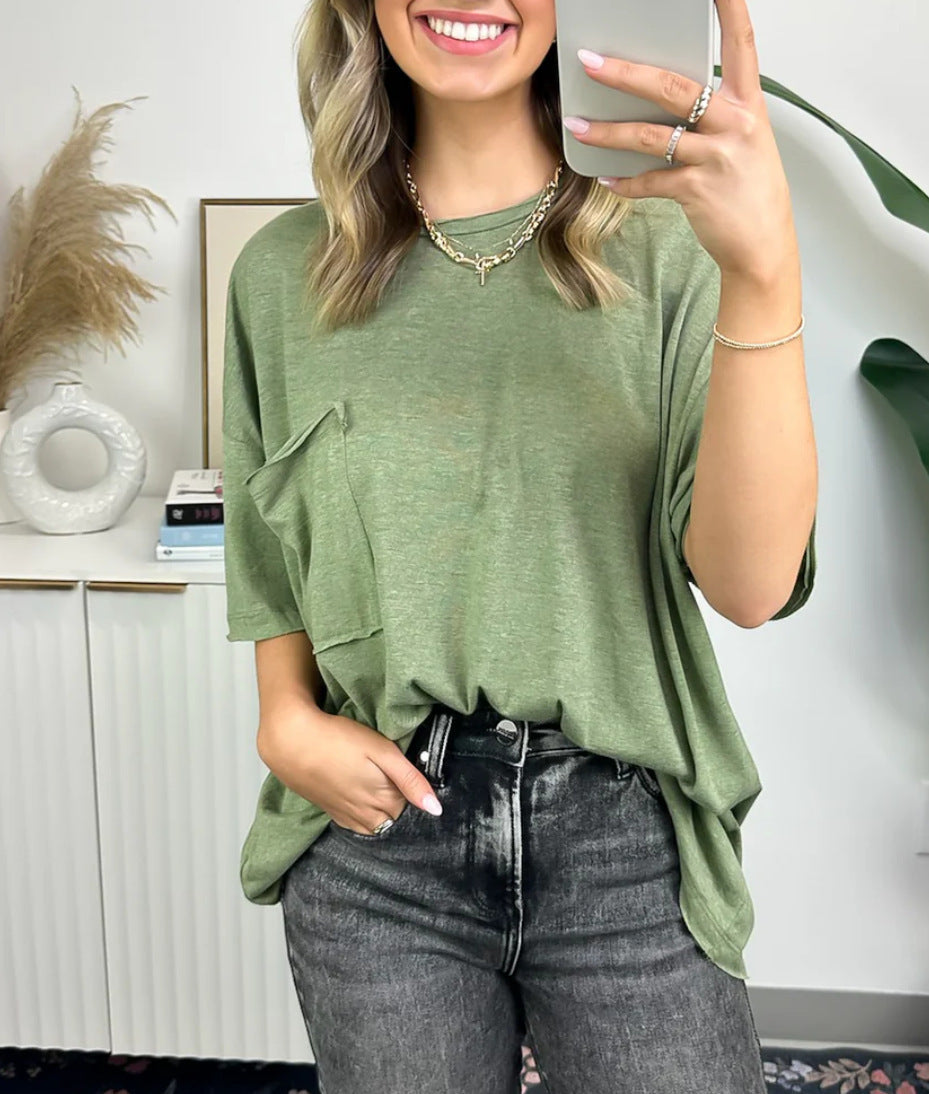 T-shirt femme Berg-feldt, coupe décontractée, avec poche