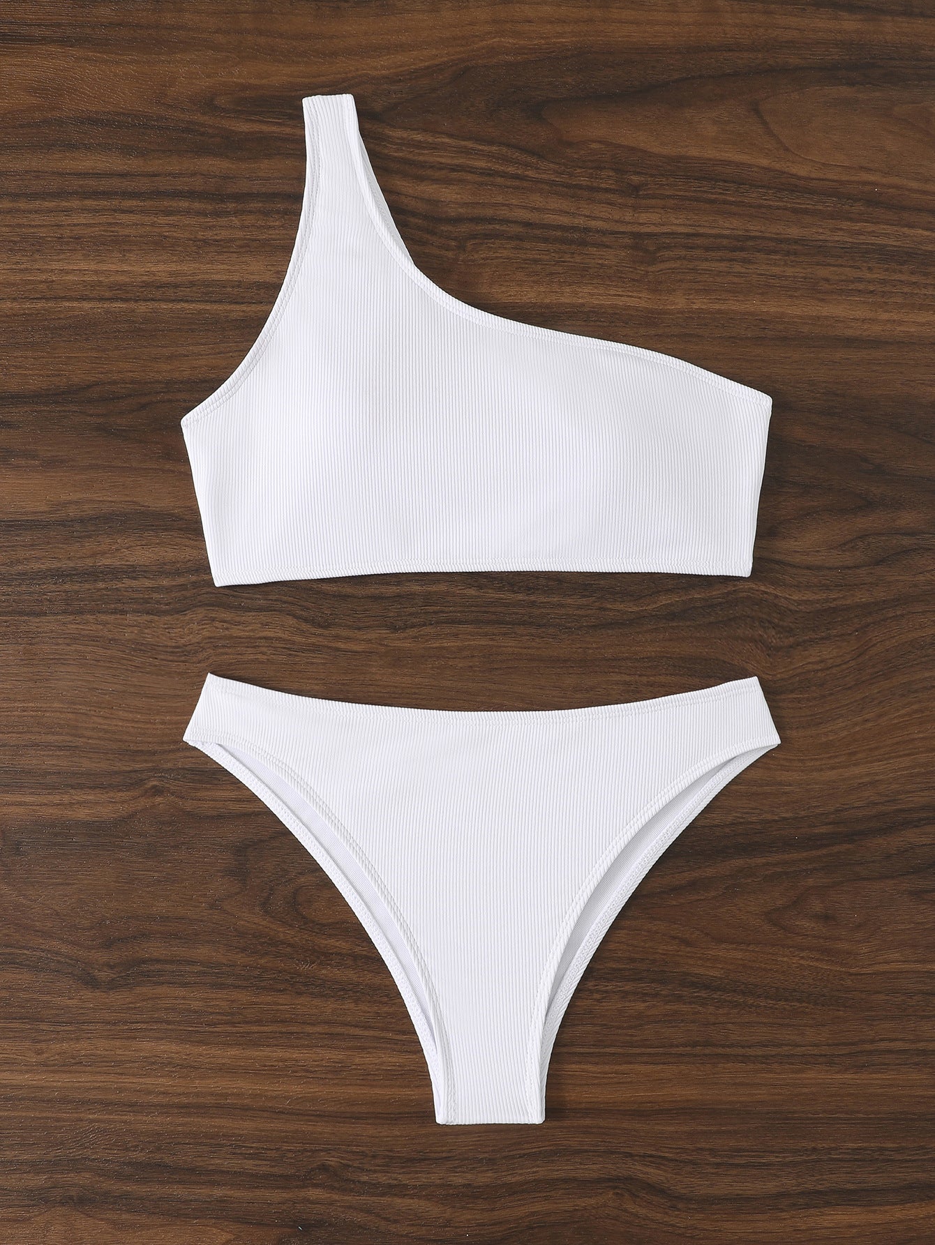 Ensemble de bikini côtelé Berg-Feldt pour femme, une épaule, 1750840252