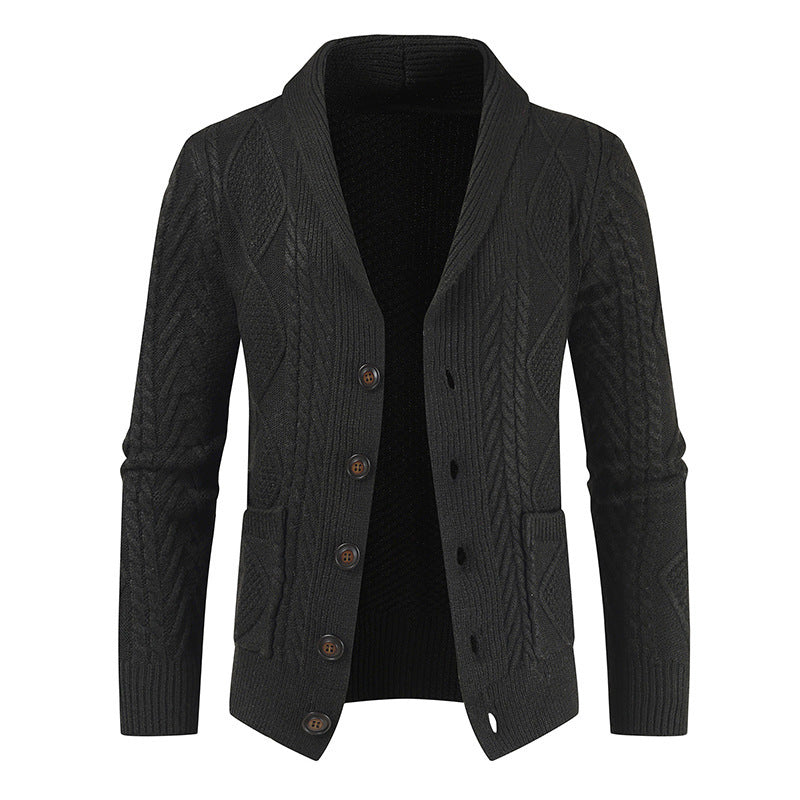 Cardigan tricoté pour hommes avec motif tressé moderne et élégant col châle Berg-Feldt