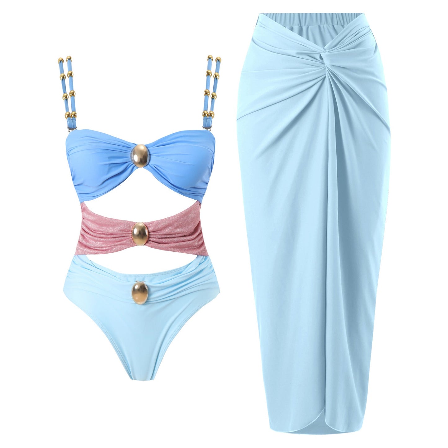 Elegantes Damen Badeanzug Zweiteiler Set mit Wickelrock von berg-feldt